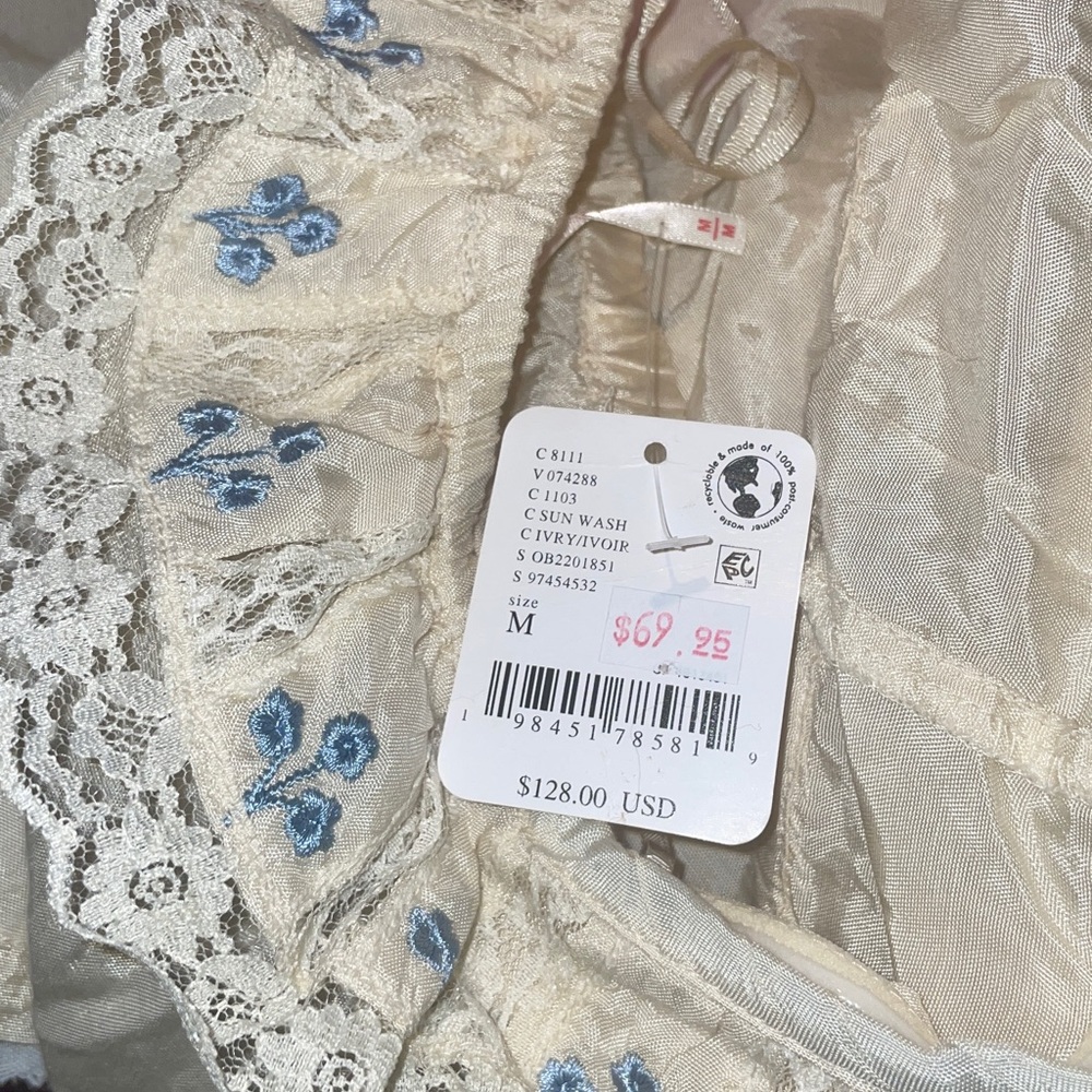 Free People Tailia embroidered Tube Top NWT SIZE M - Picture 6 of 10